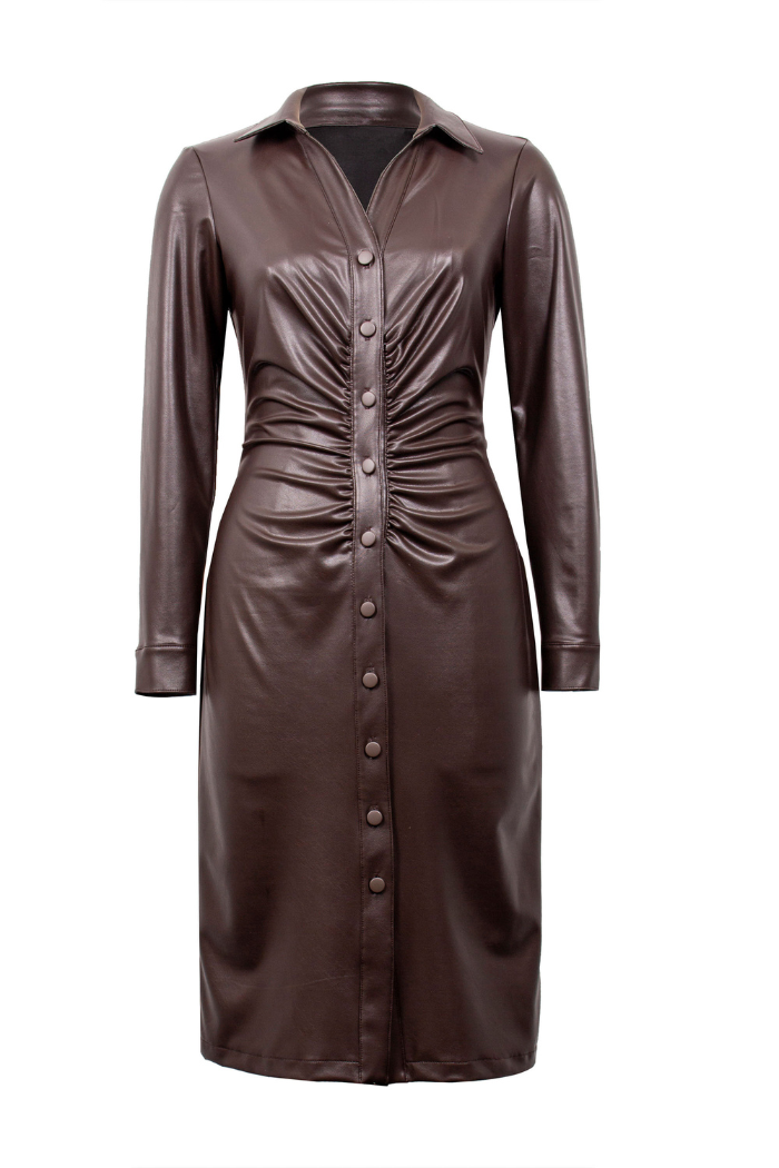 Faux Leather Shirt Dress – The Dressing Room