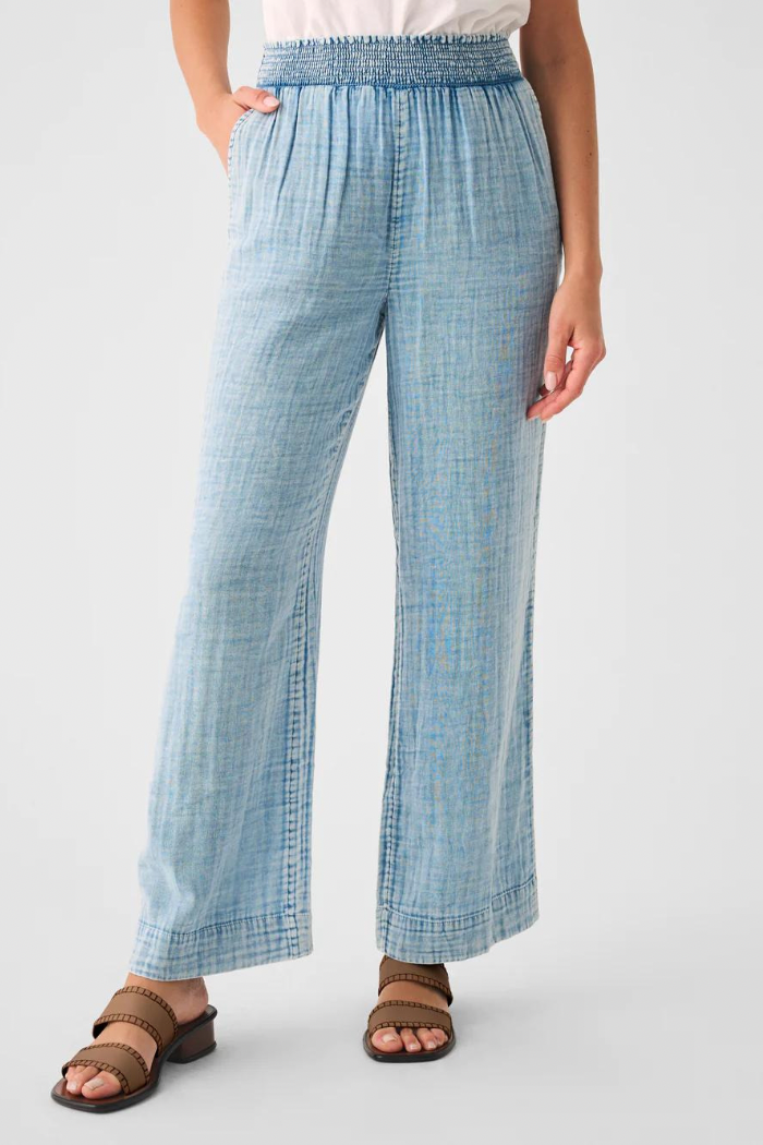 Linen Wide Leg Pants - Stripe