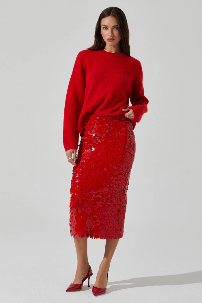 ASTR Amos Sequin Midi Skirt