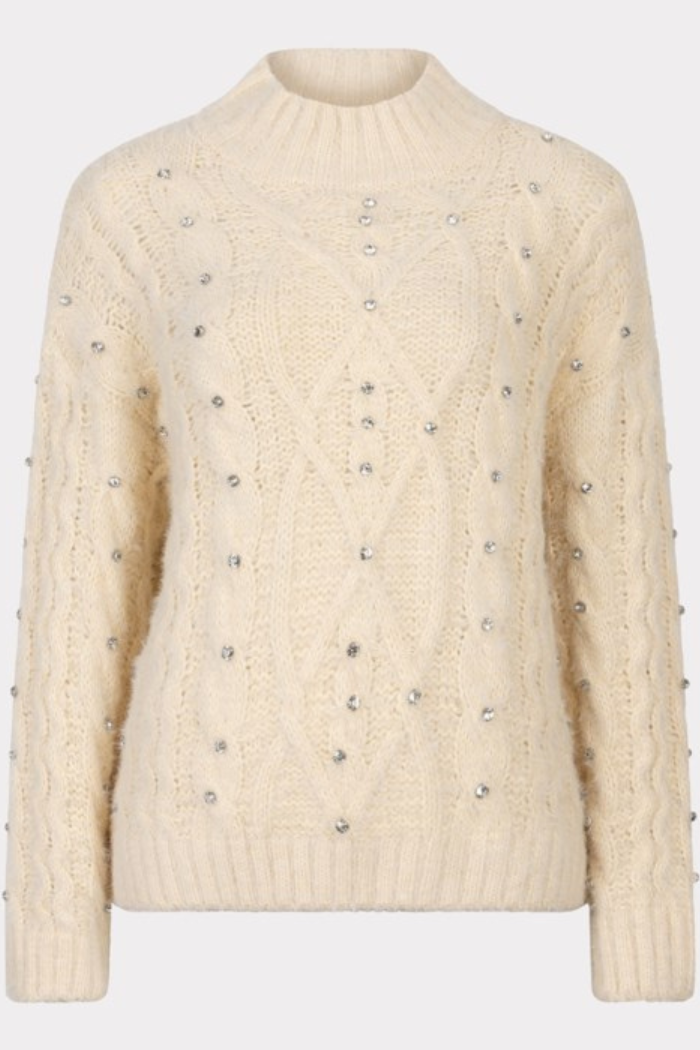 EsQualo Cable Sweater with Crystal Embellishment F2418502