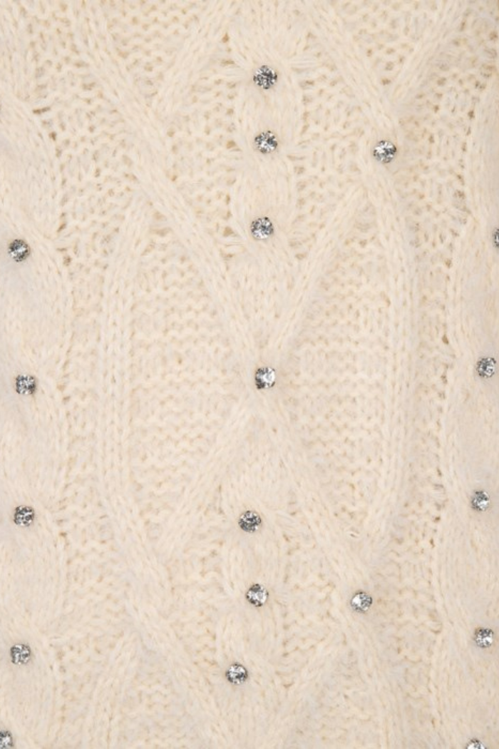 EsQualo Cable Sweater with Crystal Embellishment F2418502