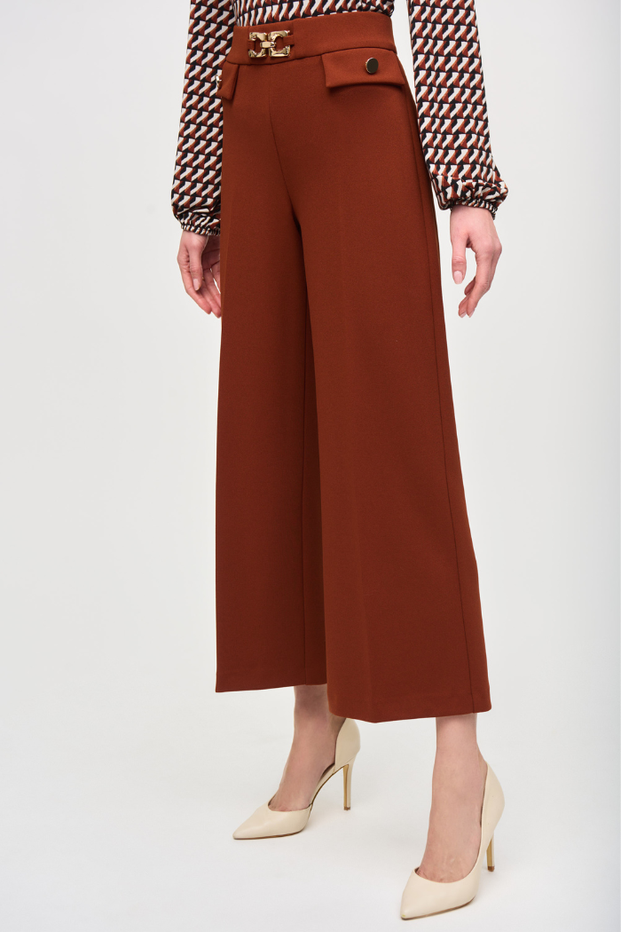 Ribkoff 243055 Scuba Crepe Wide-Leg Pull-On Cropped Pants