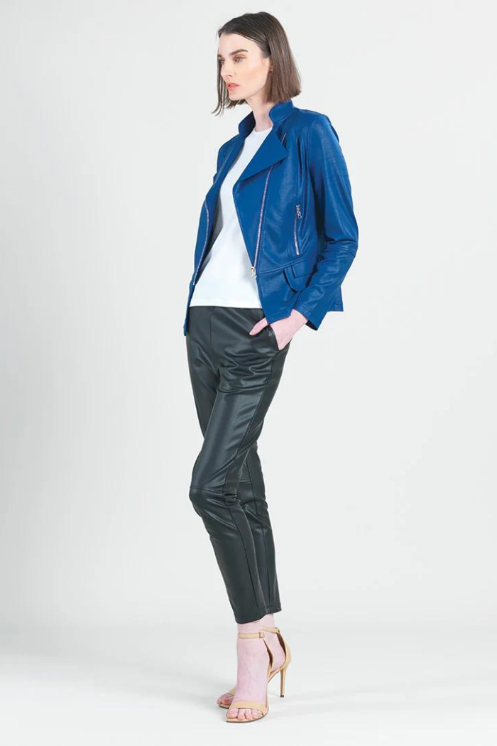 Liquid Leather Biker Jacket Cobalt Blue