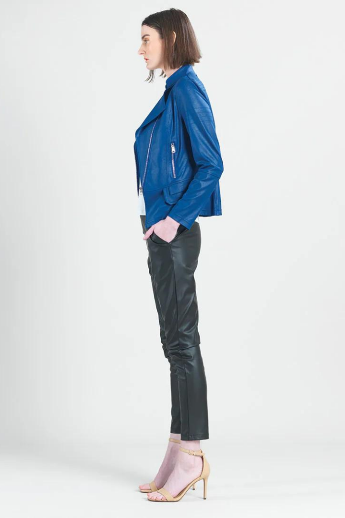 Clara Sunwoo Liquid Leather Biker Jacket - Cobalt Blue JK75