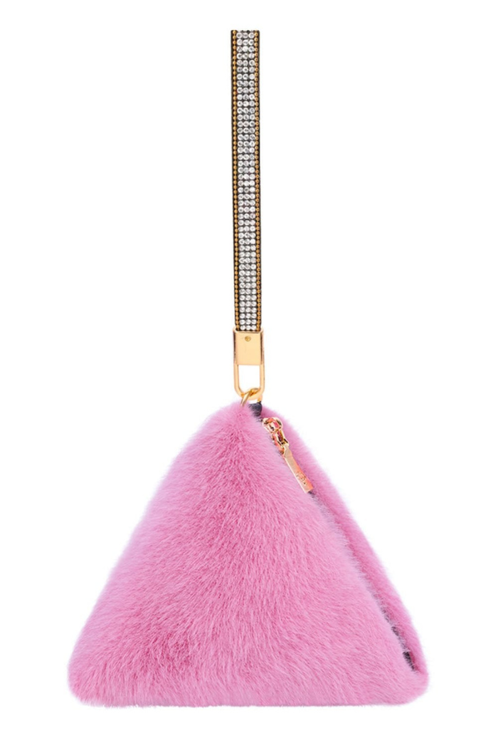 Jayley Pyramid Faux Fur Bag - Pink