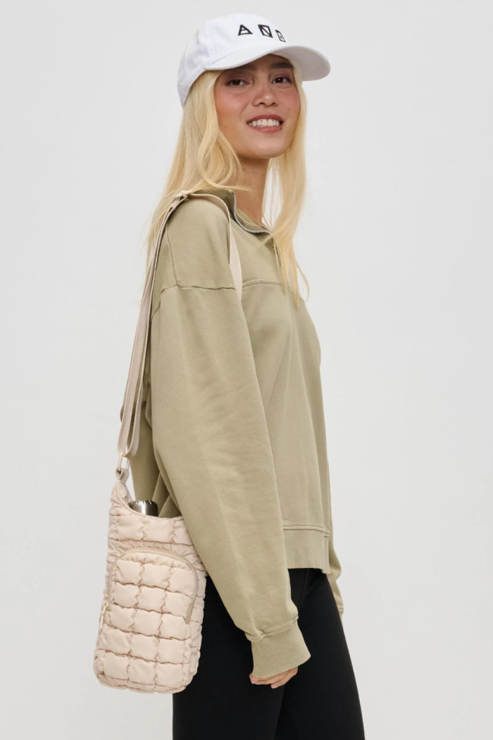 Sol & Selene Let It Flow Quilted Puffer Crossbody - Cream