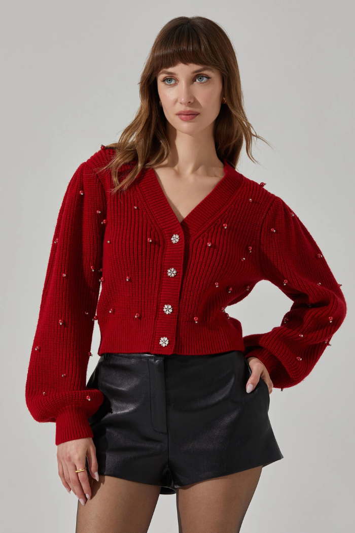 ASTR Delsie Pearl Embellished Cardigan