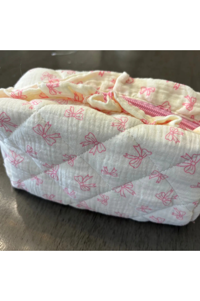 Bow Ruffle Cosmetic Bag Beauty Stash