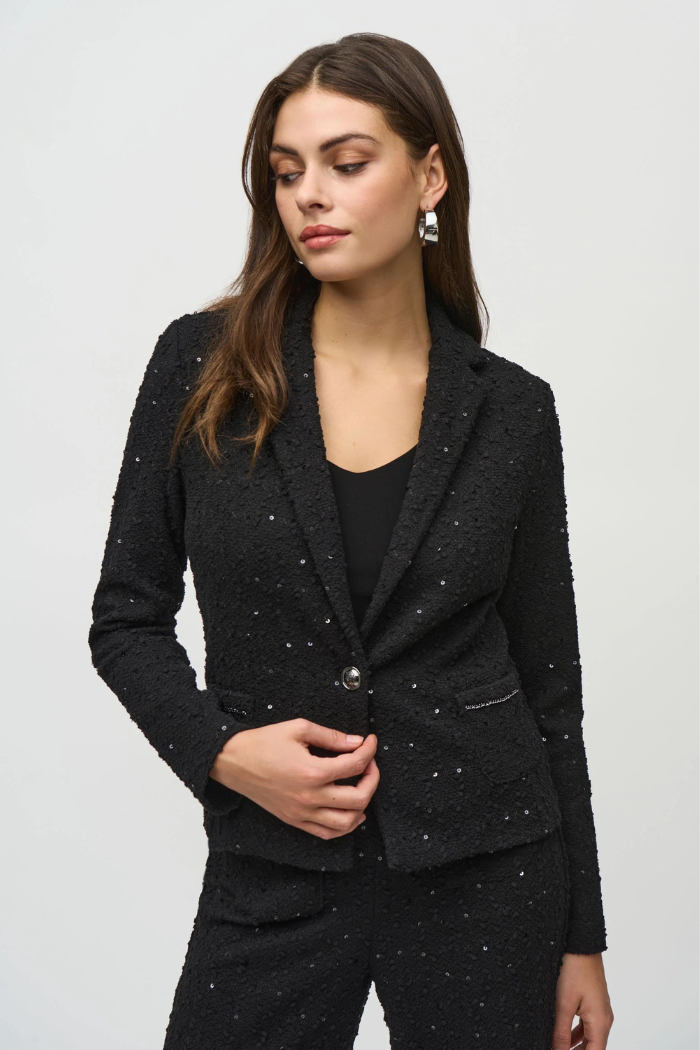 Ribkoff 244203 Sequin Bouclé Blazer with Chain Trim Detail