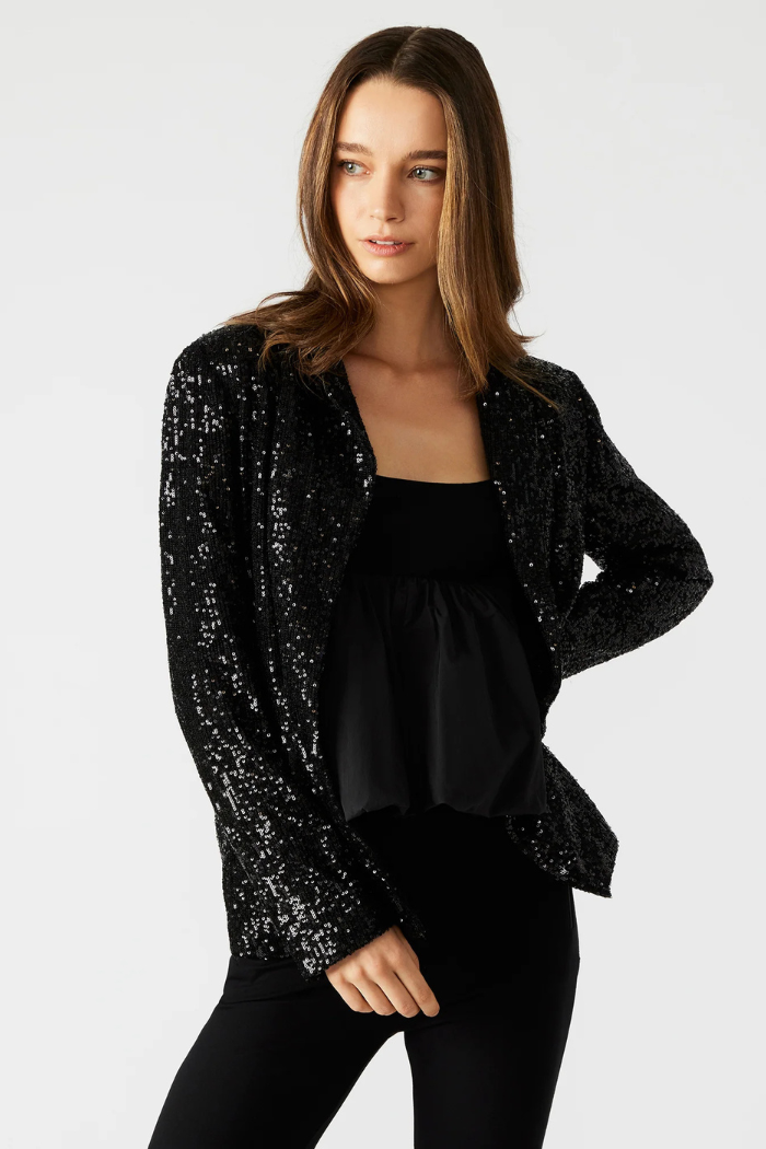 Steve Madden Payton Sequin Blazer Black BO402604