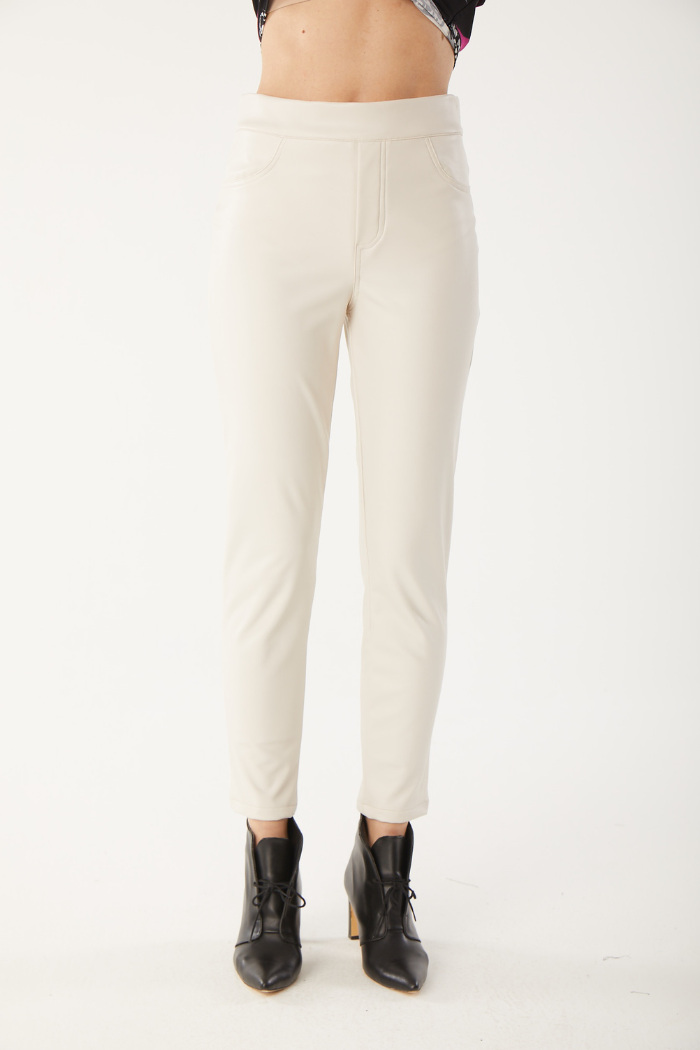 Isle Vanilla Slim Leg Leather Pants