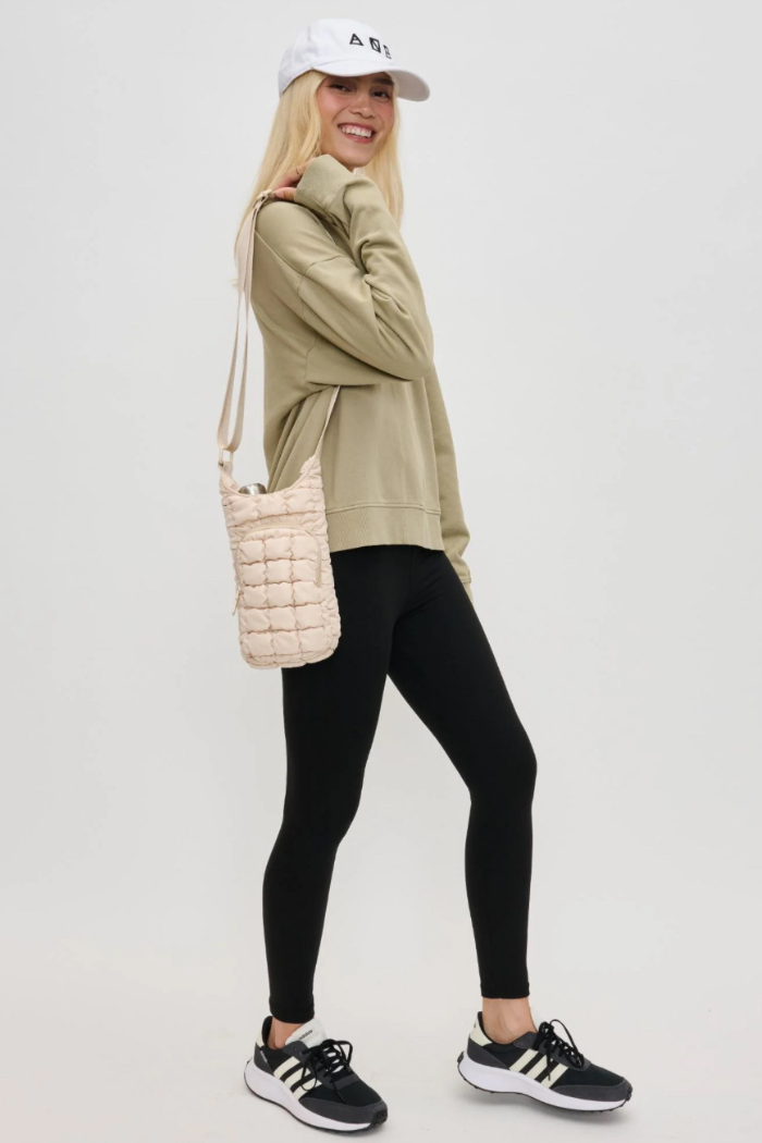 Sol & Selene Let It Flow Quilted Puffer Crossbody - Cream