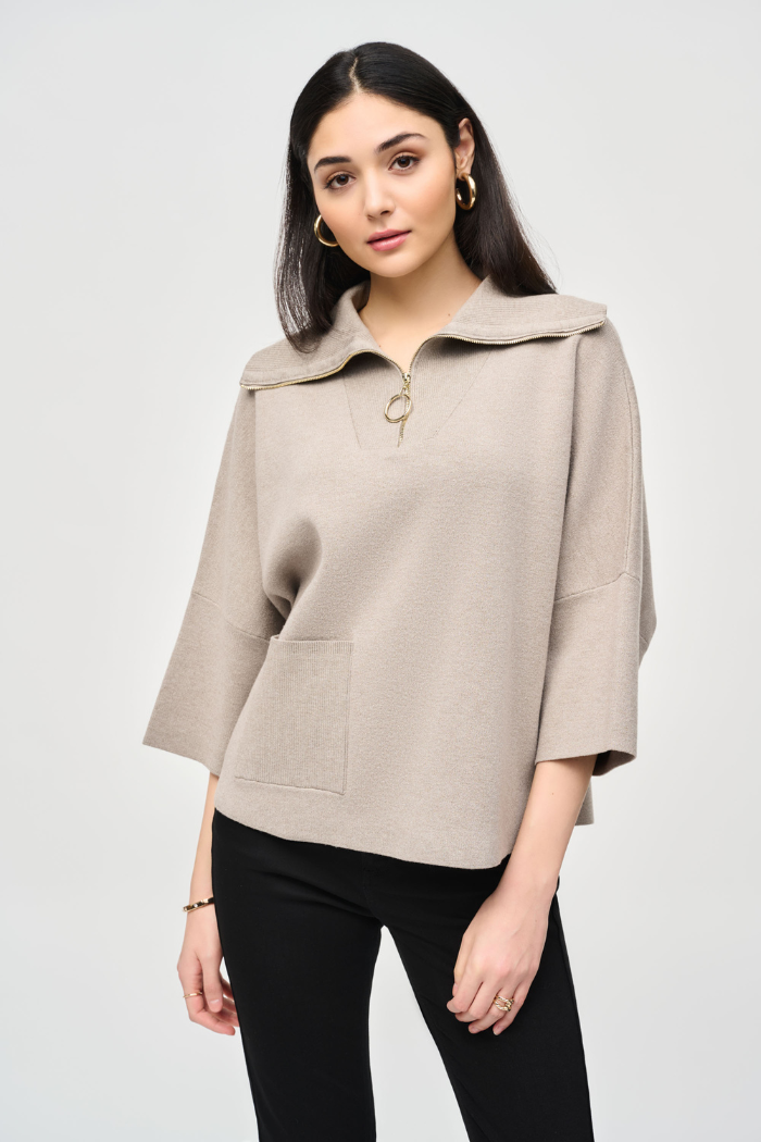 Ribkoff 243954 Jacquard Zipped Collar Sweater