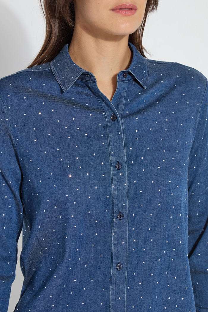 Lyssé Cataleya Crystal Chambray Shirt 23-3479-M4