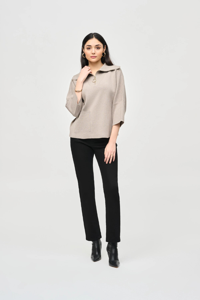 Ribkoff 243954 Jacquard Zipped Collar Sweater