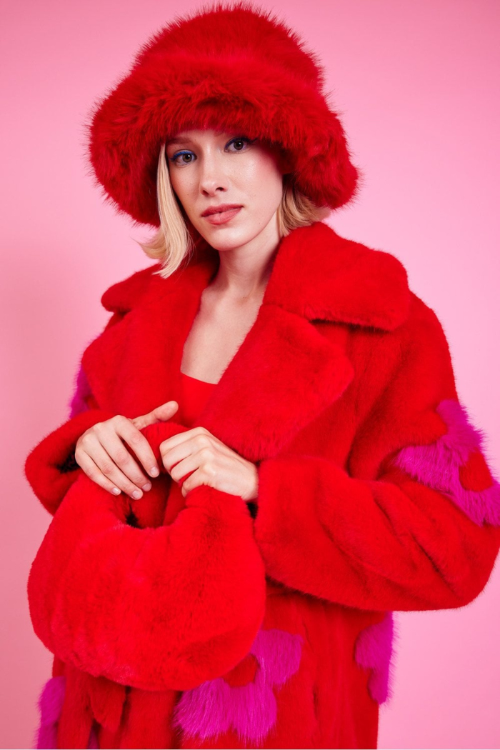 Jayley Faux Fur Jodie Bag - Red