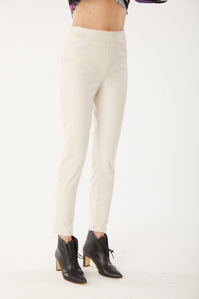 Isle Vanilla Slim Leg Leather Pants