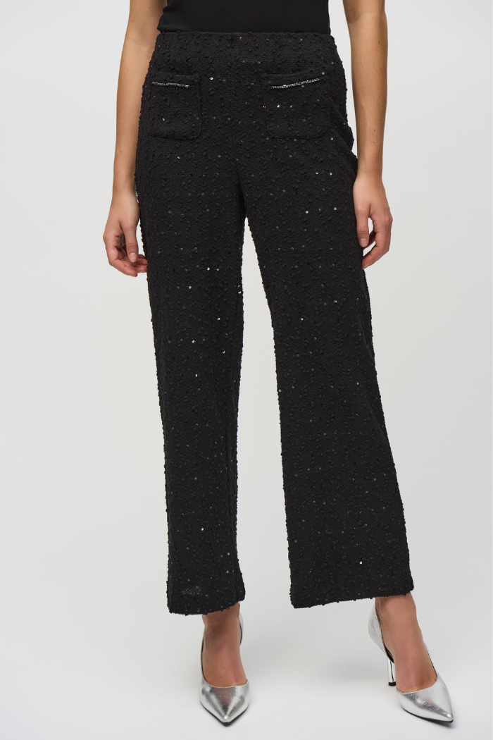 Ribkoff Sequins Bouclé Wide-Leg Pull-On Pants 244142