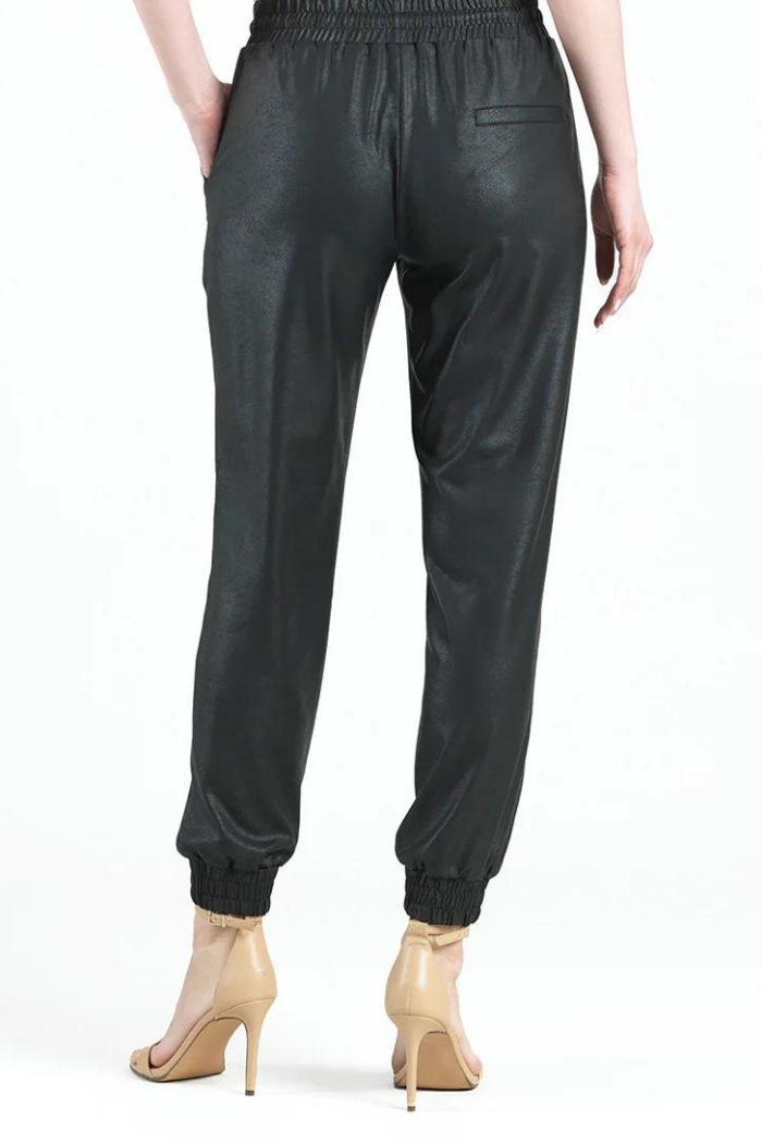 Clara Sunwoo Liquid Leather Drawstring Jogger Pant - Black PT44L