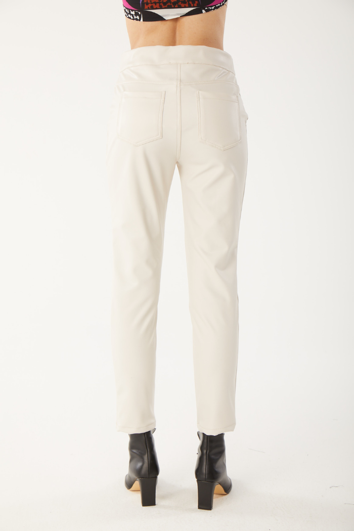 Isle Vanilla Slim Leg Leather Pants