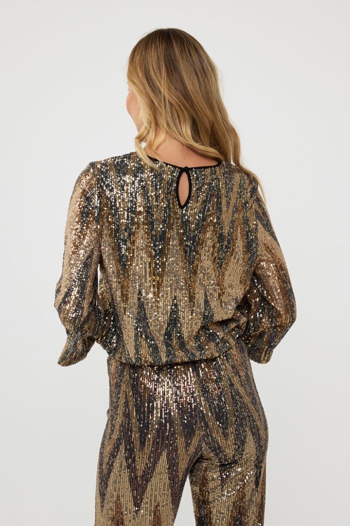 EsQualo Zigzag Sequin Blouse W2408705