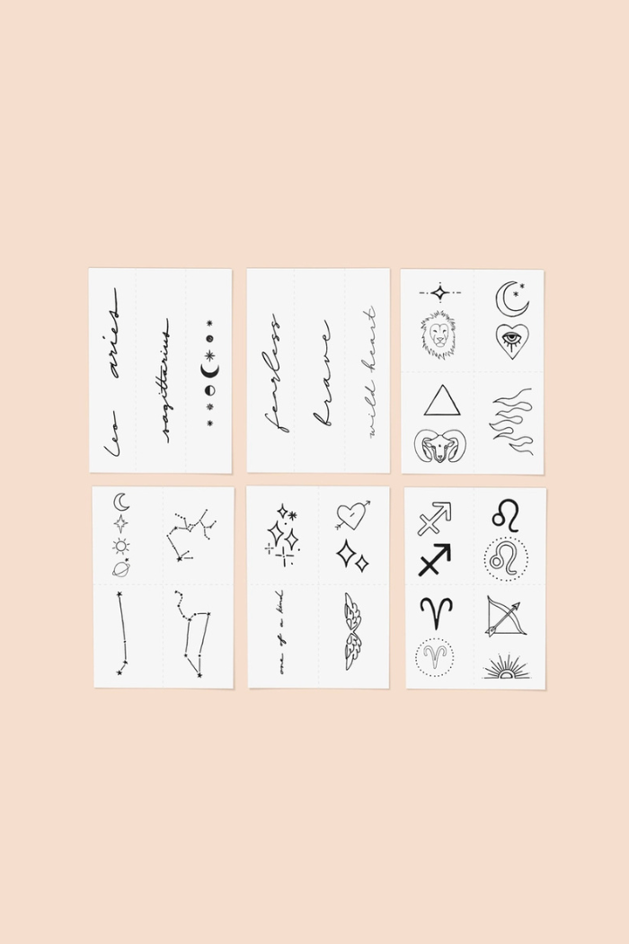 Inked by Dani Zodiac Collection: Fire Signs Temporary Tattoo Pack