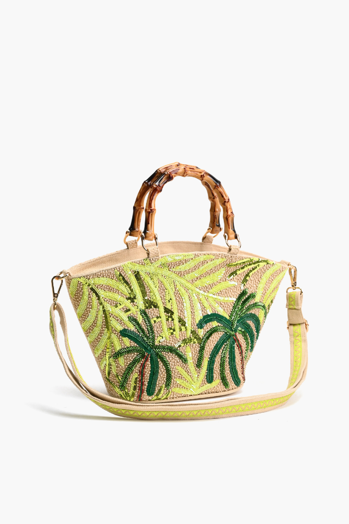 Palm Tree Beaded Mini Tote