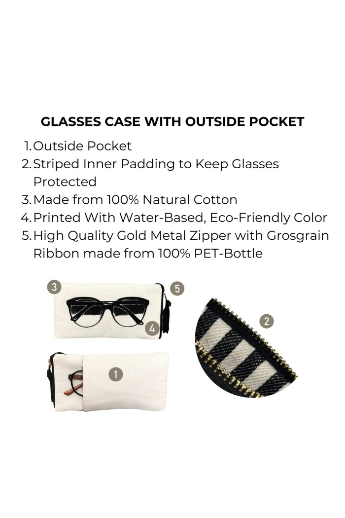 Bag-All Glasses Case with Outside Pocket Cream