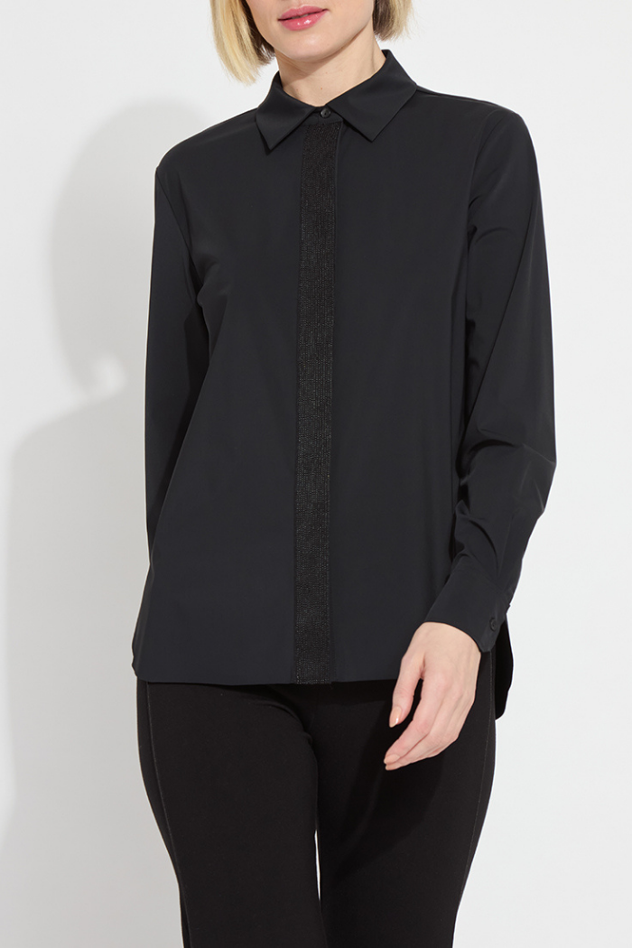 Lyssé Connie Micro Beaded Shirt - Black