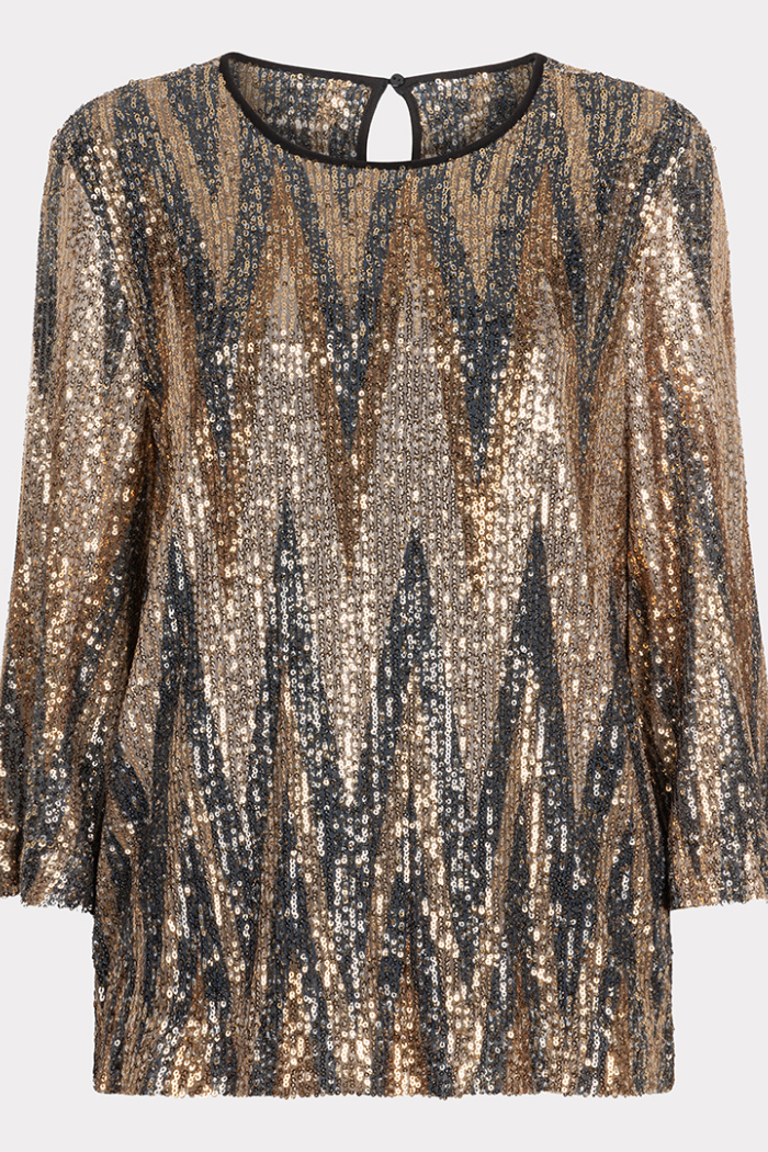 EsQualo Zigzag Sequin Blouse W2408705