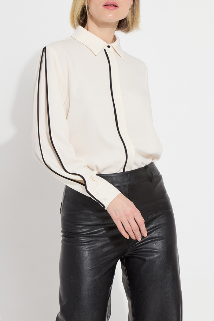 Lyssé Luna Blouse with Pleated Sleeves