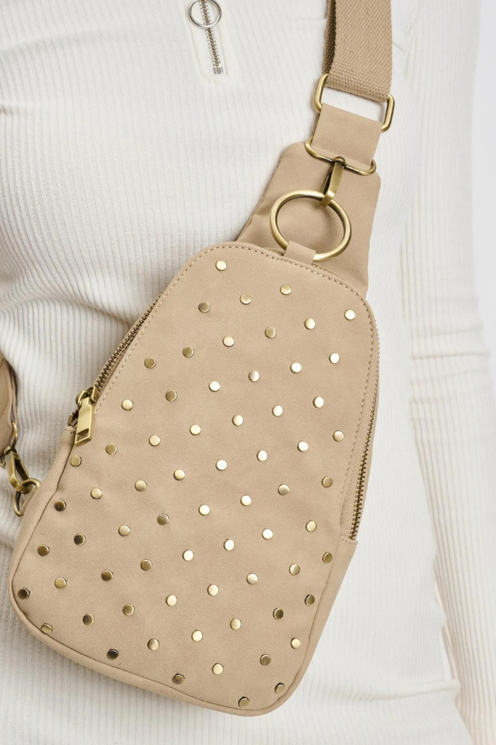 Regina Studded Sling Backpack - Natural