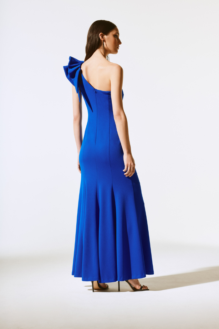 Scuba Crepe One-Shoulder Gown