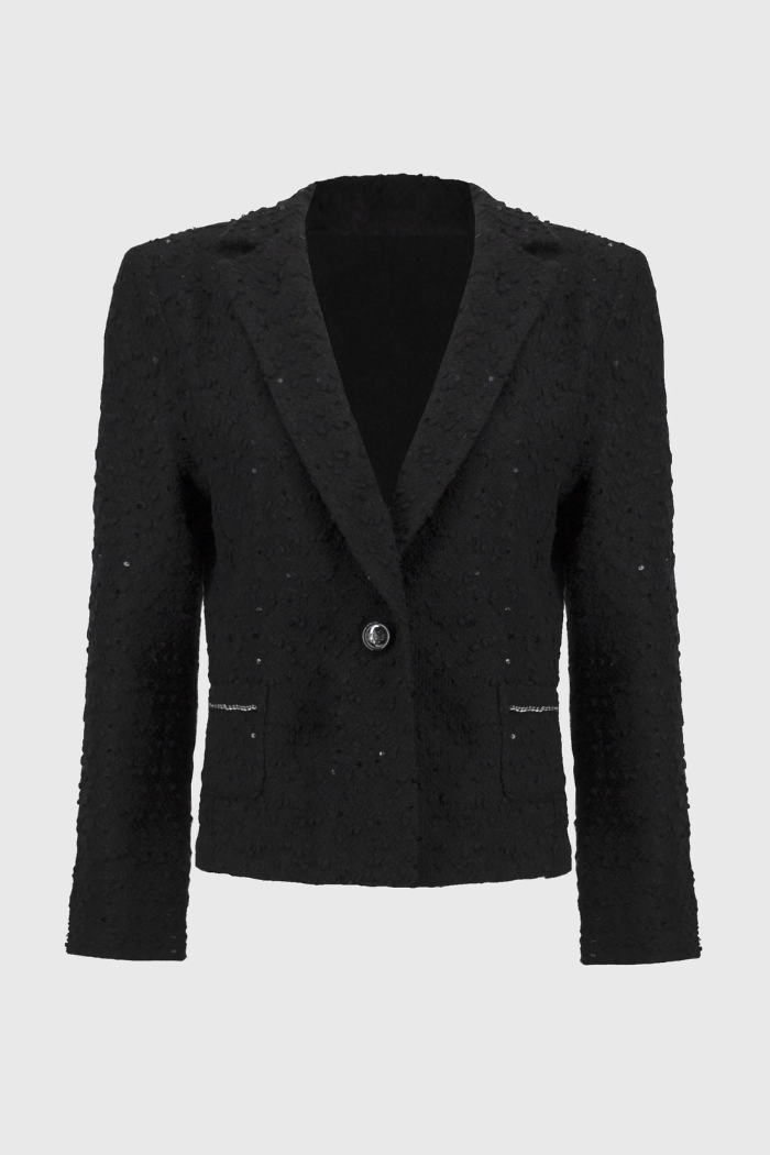 Ribkoff 244203 Sequin Bouclé Blazer with Chain Trim Detail