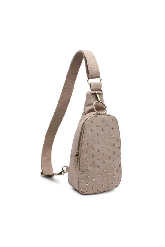 Regina Studded Sling Backpack - Natural