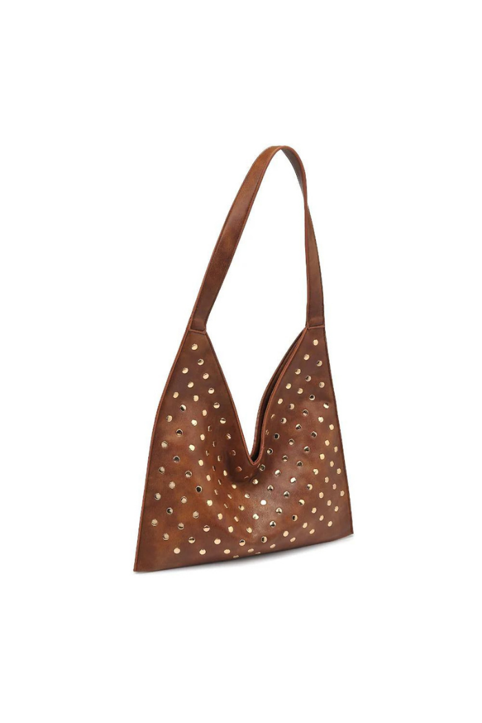 Moda Luxe Tori Studded Hobo - Chocolate