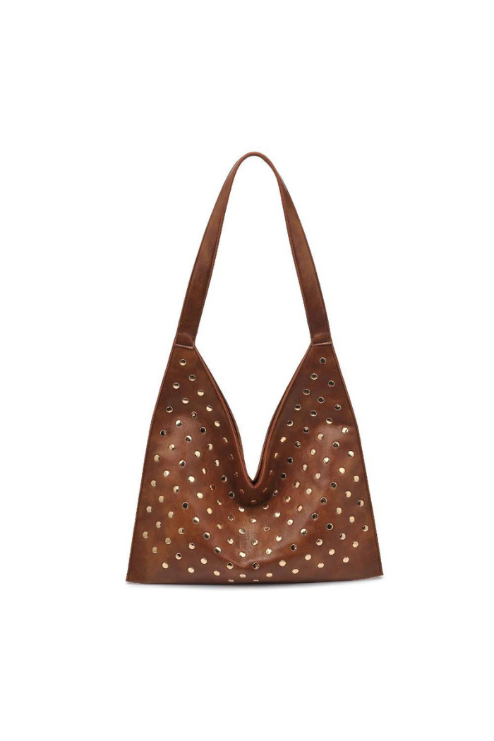 Moda Luxe Tori Studded Hobo - Chocolate