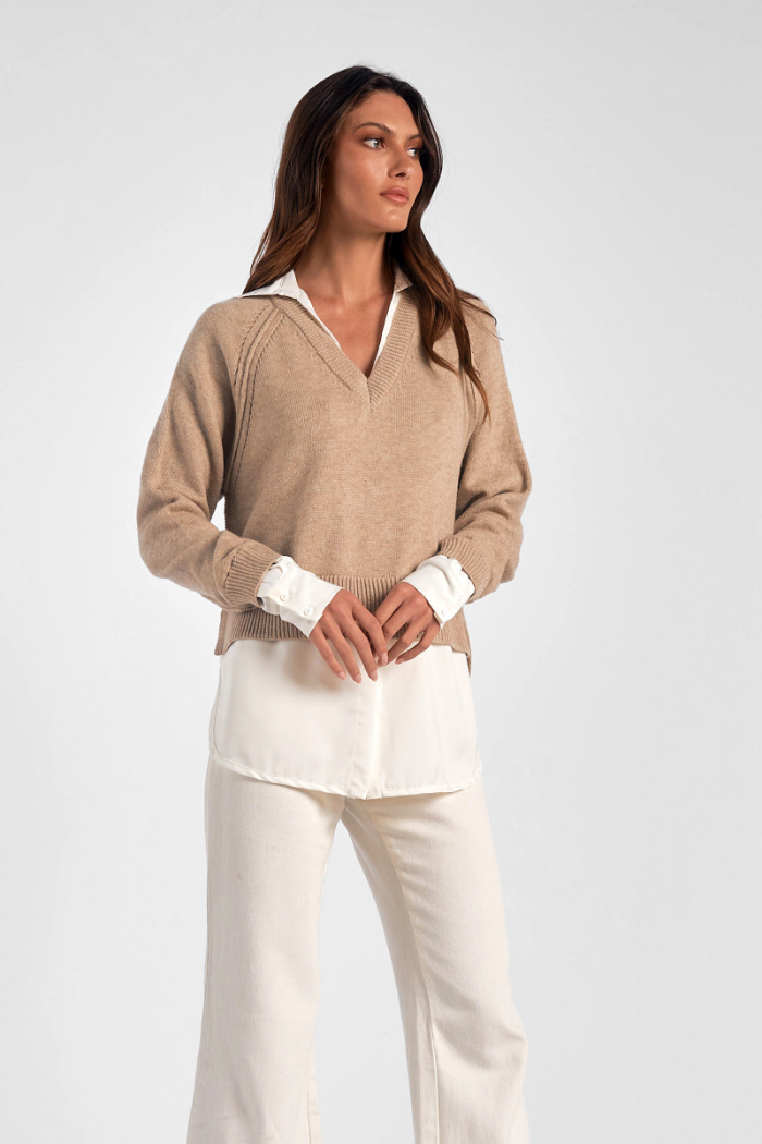 V-Neck Twofer Sweater