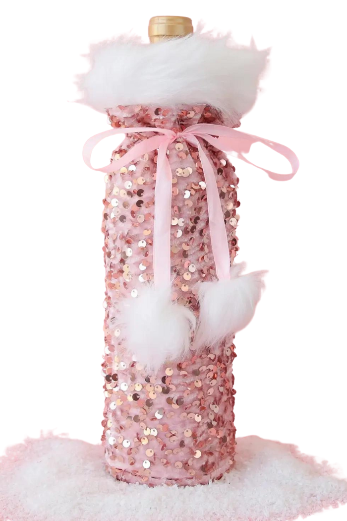 Pink Sequin Wine Bag