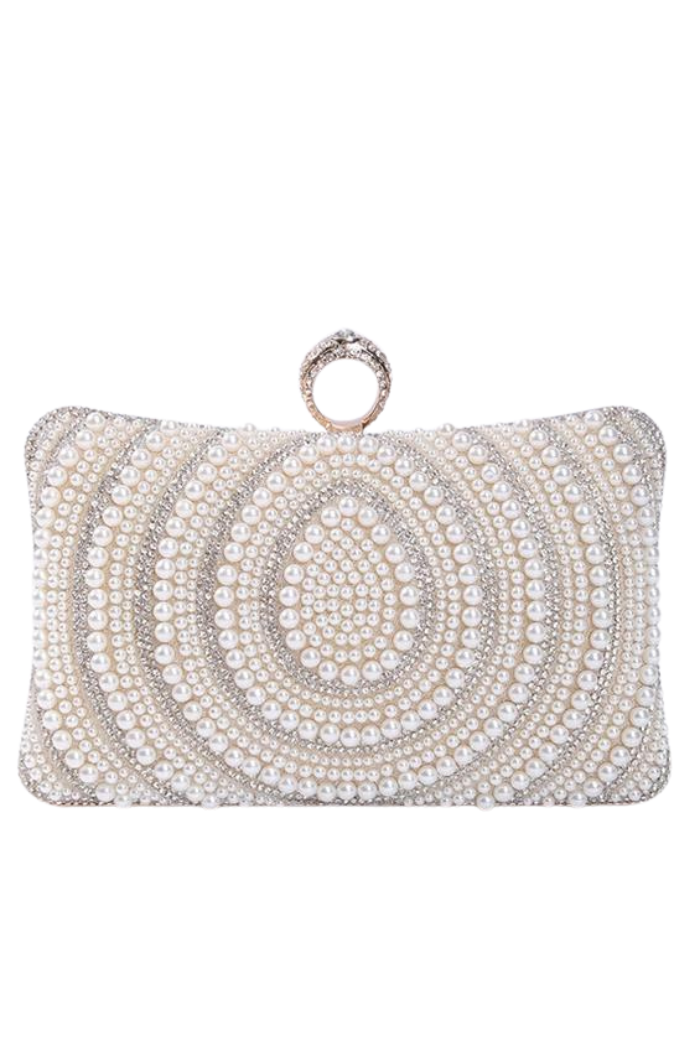 Pearl and Crystal Satin Clutch