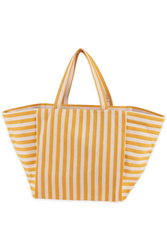 Yellow and cream cotton striped tote