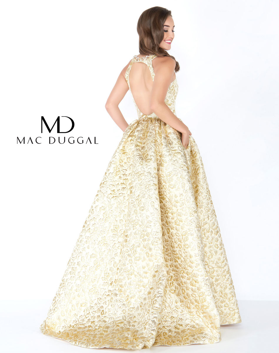 Mac Duggal Gold Prom Dress